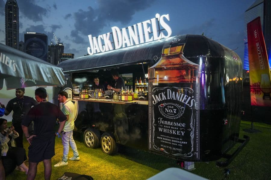 The Jack Daniel’s truck bar at the edge of the lawn