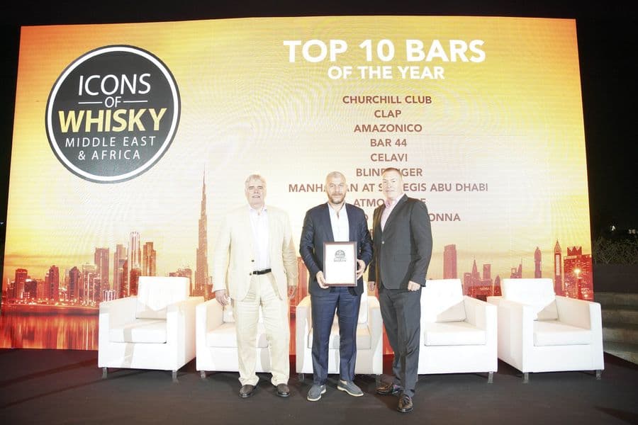 The Top 10 Bars award announcement on screen