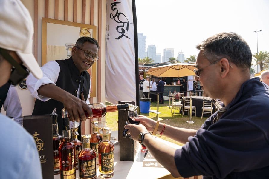 A competitor building a drink during the challenge