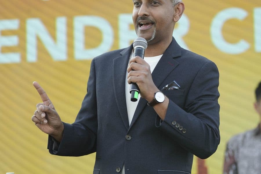The host presenting the Ultimate Bartender Challenge