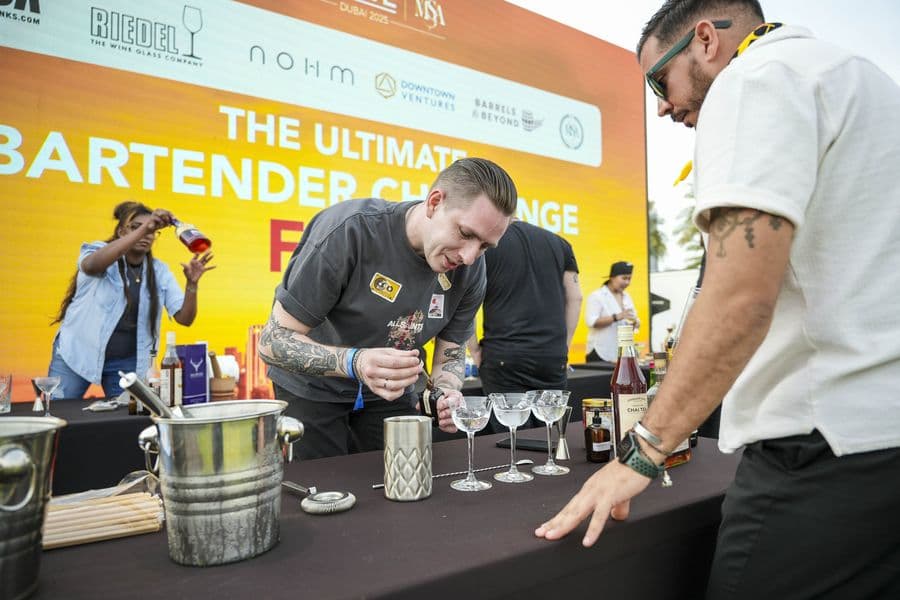 A judge assessing a finished drink