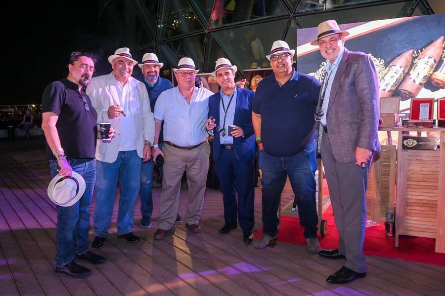 A group of guests photographed on the terrace